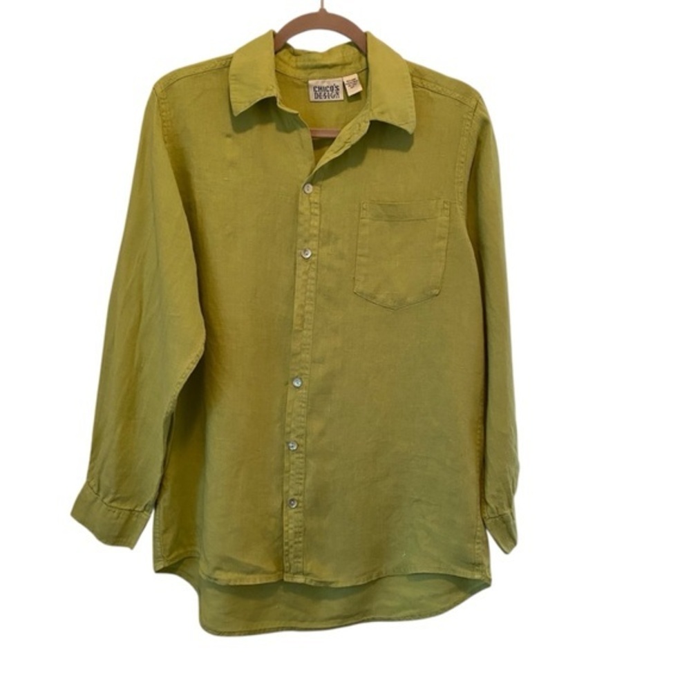 CHICO’S DESIGN 100% Linen Shirt‎ Kiwi M